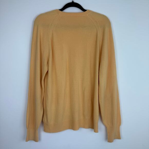 Vintage Christian Dior Mens V-Neck Yellow Knit Acrylic Long Sleeve Sweater XL - Picture 2 of 10